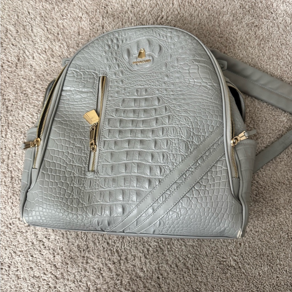 Gray Textured Backpack with Gold Hardware - Picture 8 of 8